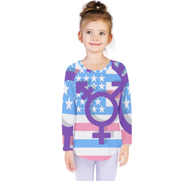 Transgender flag Kids  Long Sleeve Tee