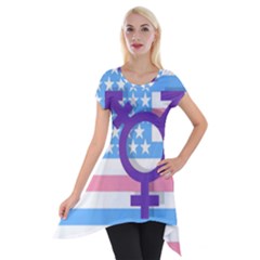 Transgender Flag Short Sleeve Side Drop Tunic by Valentinaart