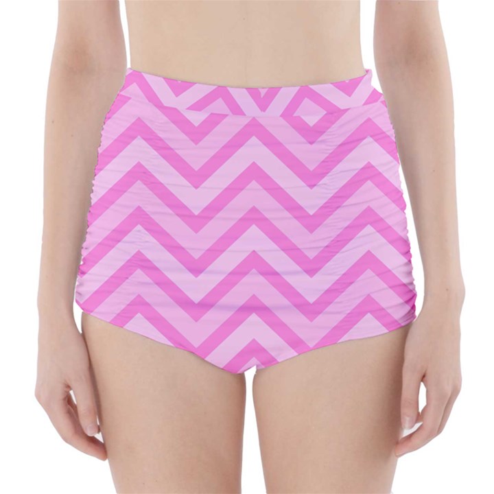 Zigzag  pattern High-Waisted Bikini Bottoms