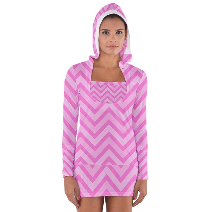 Zigzag  pattern Women s Long Sleeve Hooded T-shirt