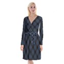 Zigzag pattern Long Sleeve Velvet Front Wrap Dress View1