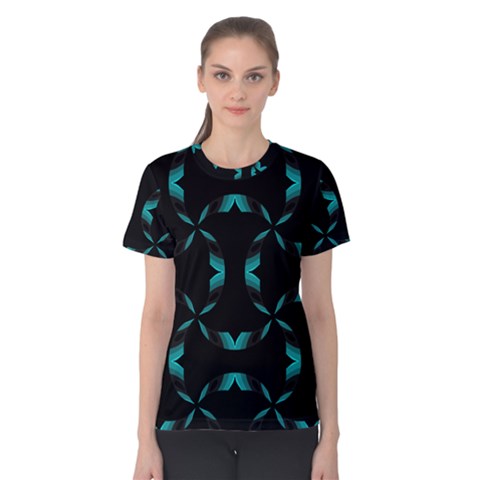 Background Black Blue Polkadot Women s Cotton Tee by Mariart