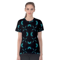 Background Black Blue Polkadot Women s Cotton Tee