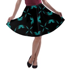 Background Black Blue Polkadot A-line Skater Skirt by Mariart