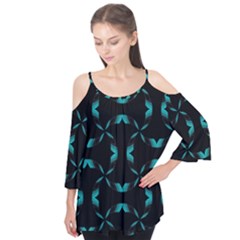 Background Black Blue Polkadot Flutter Tees