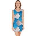 Blue White Grey Chevron Sleeveless Bodycon Dress View1