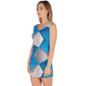 Blue White Grey Chevron Sleeveless Bodycon Dress View2