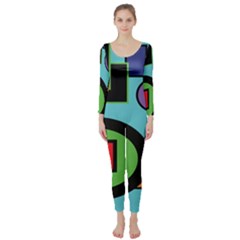 Basic Shape Circle Triangle Plaid Black Green Brown Blue Purple Long Sleeve Catsuit by Mariart