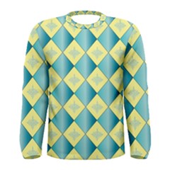 Yellow Blue Diamond Chevron Wave Men s Long Sleeve Tee