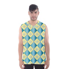 Yellow Blue Diamond Chevron Wave Men s Basketball Tank Top by Mariart