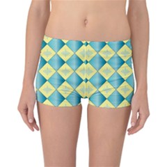 Yellow Blue Diamond Chevron Wave Reversible Bikini Bottoms by Mariart