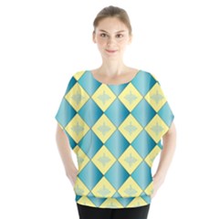 Yellow Blue Diamond Chevron Wave Blouse