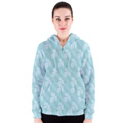 Christmas Day Ribbon Blue Women s Zipper Hoodie by Mariart