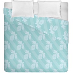 Christmas Day Ribbon Blue Duvet Cover Double Side (king Size) by Mariart