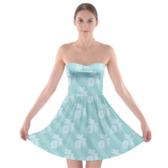 Christmas Day Ribbon Blue Strapless Bra Top Dress by Mariart