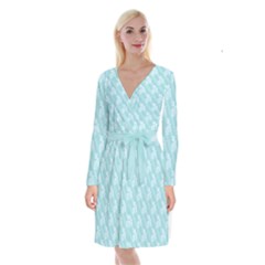 Christmas Day Ribbon Blue Long Sleeve Velvet Front Wrap Dress by Mariart