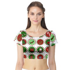 Christmas Short Sleeve Crop Top (tight Fit) by Mariart