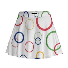 Circle Round Green Blue Red Pink Yellow Mini Flare Skirt by Mariart