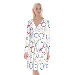 Circle Round Green Blue Red Pink Yellow Long Sleeve Velvet Front Wrap Dress by Mariart