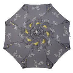 Cagr Bird Leaf Grey Yellow Straight Umbrellas by Mariart