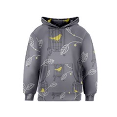 Cagr Bird Leaf Grey Yellow Kids  Pullover Hoodie by Mariart