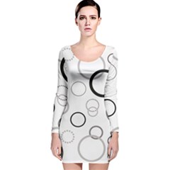 Circle Round Black Grey Long Sleeve Velvet Bodycon Dress by Mariart