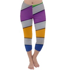 Colorful Geometry Shapes Line Green Grey Pirple Yellow Blue Capri Winter Leggings  by Mariart