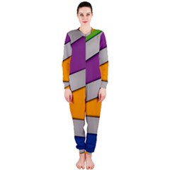 Colorful Geometry Shapes Line Green Grey Pirple Yellow Blue Onepiece Jumpsuit (ladies)  by Mariart