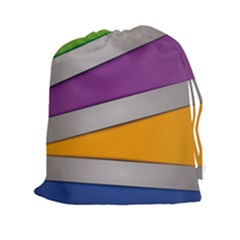 Colorful Geometry Shapes Line Green Grey Pirple Yellow Blue Drawstring Pouches (xxl) by Mariart