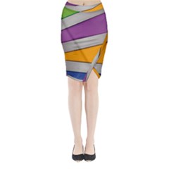 Colorful Geometry Shapes Line Green Grey Pirple Yellow Blue Midi Wrap Pencil Skirt by Mariart