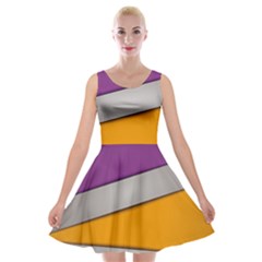 Colorful Geometry Shapes Line Green Grey Pirple Yellow Blue Velvet Skater Dress by Mariart