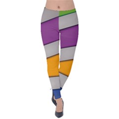 Colorful Geometry Shapes Line Green Grey Pirple Yellow Blue Velvet Leggings by Mariart