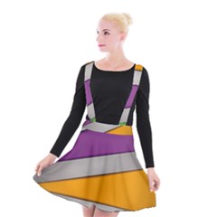 Colorful Geometry Shapes Line Green Grey Pirple Yellow Blue Suspender Skater Skirt