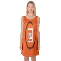 Circles Orange Sleeveless Satin Nightdress