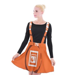 Circles Orange Suspender Skater Skirt