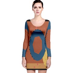 Digital Music Is Described Sound Waves Long Sleeve Velvet Bodycon Dress by Mariart