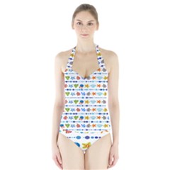 Coral Reef Fish Coral Star Halter Swimsuit by Mariart