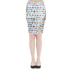 Coral Reef Fish Coral Star Midi Wrap Pencil Skirt by Mariart