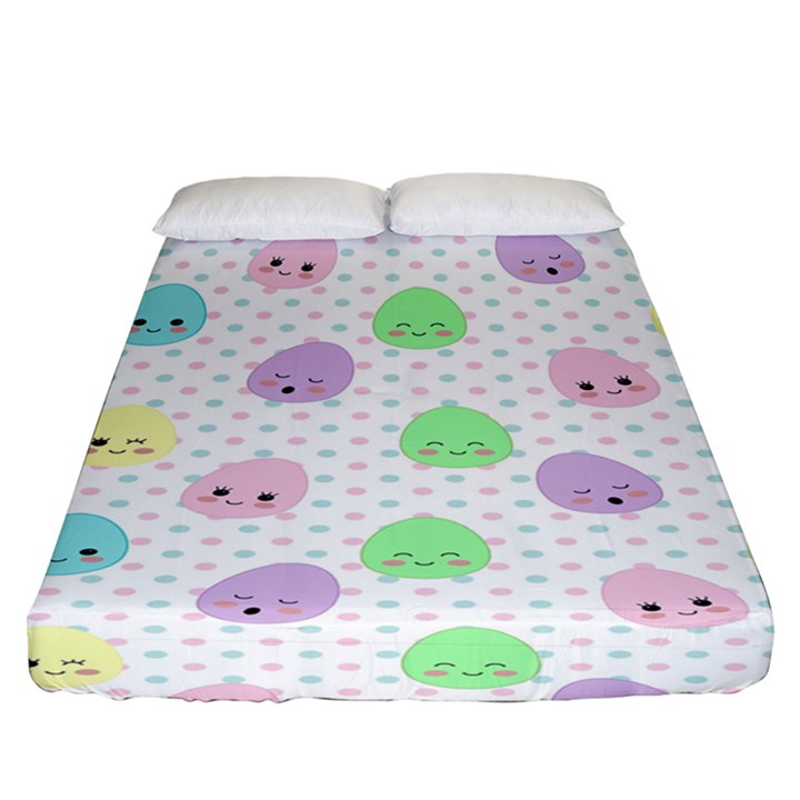 Egg Easter Smile Face Cute Babby Kids Dot Polka Rainbow Fitted Sheet (California King Size)