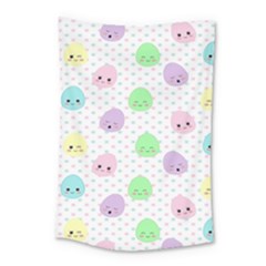 Egg Easter Smile Face Cute Babby Kids Dot Polka Rainbow Small Tapestry by Mariart