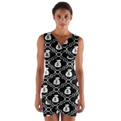 Dollar Money Bag Wrap Front Bodycon Dress by Mariart