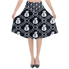 Dollar Money Bag Flared Midi Skirt