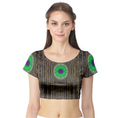 In The Stars And Pearls Is A Flower Short Sleeve Crop Top (tight Fit) by pepitasart