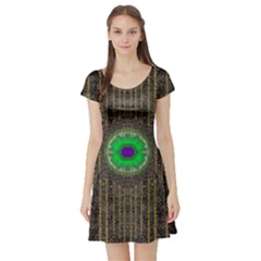 In The Stars And Pearls Is A Flower Short Sleeve Skater Dress by pepitasart