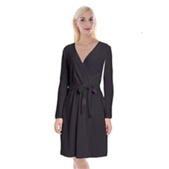 Dots Long Sleeve Velvet Front Wrap Dress