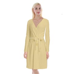 Dots Long Sleeve Velvet Front Wrap Dress