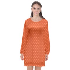 Dots Long Sleeve Chiffon Shift Dress 