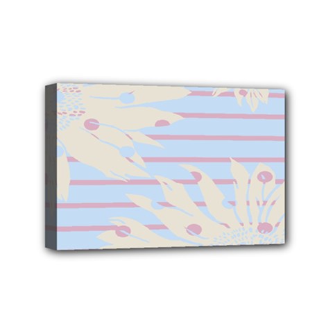 Flower Floral Sunflower Line Horizontal Pink White Blue Mini Canvas 6  X 4  by Mariart