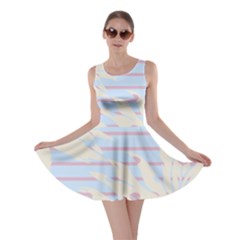 Flower Floral Sunflower Line Horizontal Pink White Blue Skater Dress by Mariart