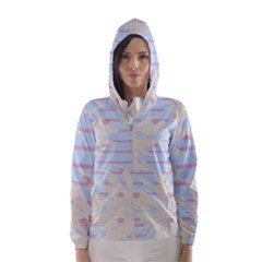 Flower Floral Sunflower Line Horizontal Pink White Blue Hooded Wind Breaker (women) by Mariart